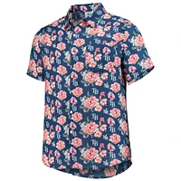 Men's FOCO Navy Tampa Bay Rays Floral Linen Button-Up Shirt