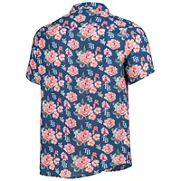 Men's FOCO Navy Tampa Bay Rays Floral Linen Button-Up Shirt