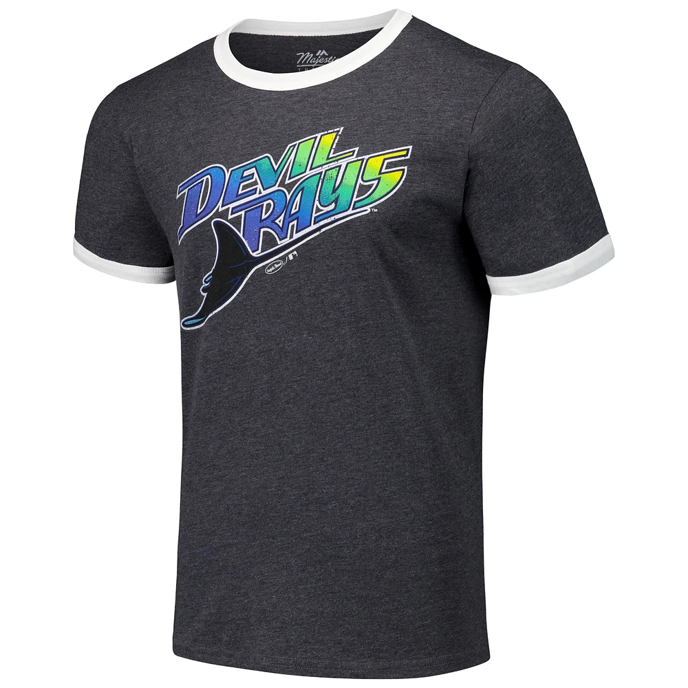 Men's Majestic Threads Black Tampa Bay Rays Ringer Tri-Blend T-Shirt