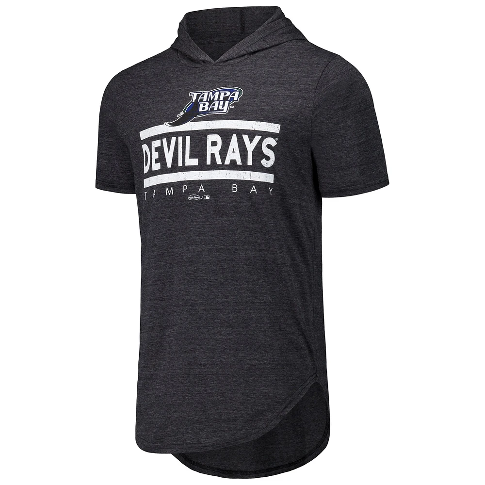 Men's Majestic Threads Black Tampa Bay Rays Tri-Blend Hoodie T-Shirt