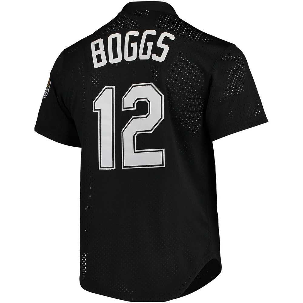 Maillot d'entraînement au bâton en maille noir Mitchell & Ness Wade Boggs pour hommes de la collection Cooperstown des Rays Tampa Bay 1991