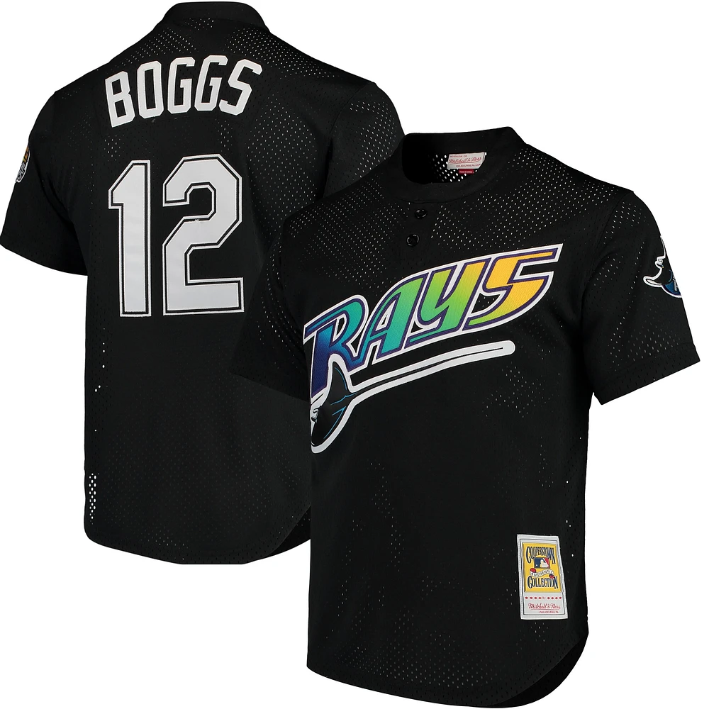 Maillot d'entraînement au bâton en maille noir Mitchell & Ness Wade Boggs pour hommes de la collection Cooperstown des Rays Tampa Bay 1991