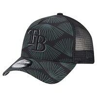 Men's New Era  Black Tampa Bay Rays 9FORTY A-Frame Trucker Adjustable Hat