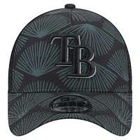 Men's New Era  Black Tampa Bay Rays 9FORTY A-Frame Trucker Adjustable Hat