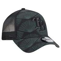 Men's New Era  Black Tampa Bay Rays 9FORTY A-Frame Trucker Adjustable Hat