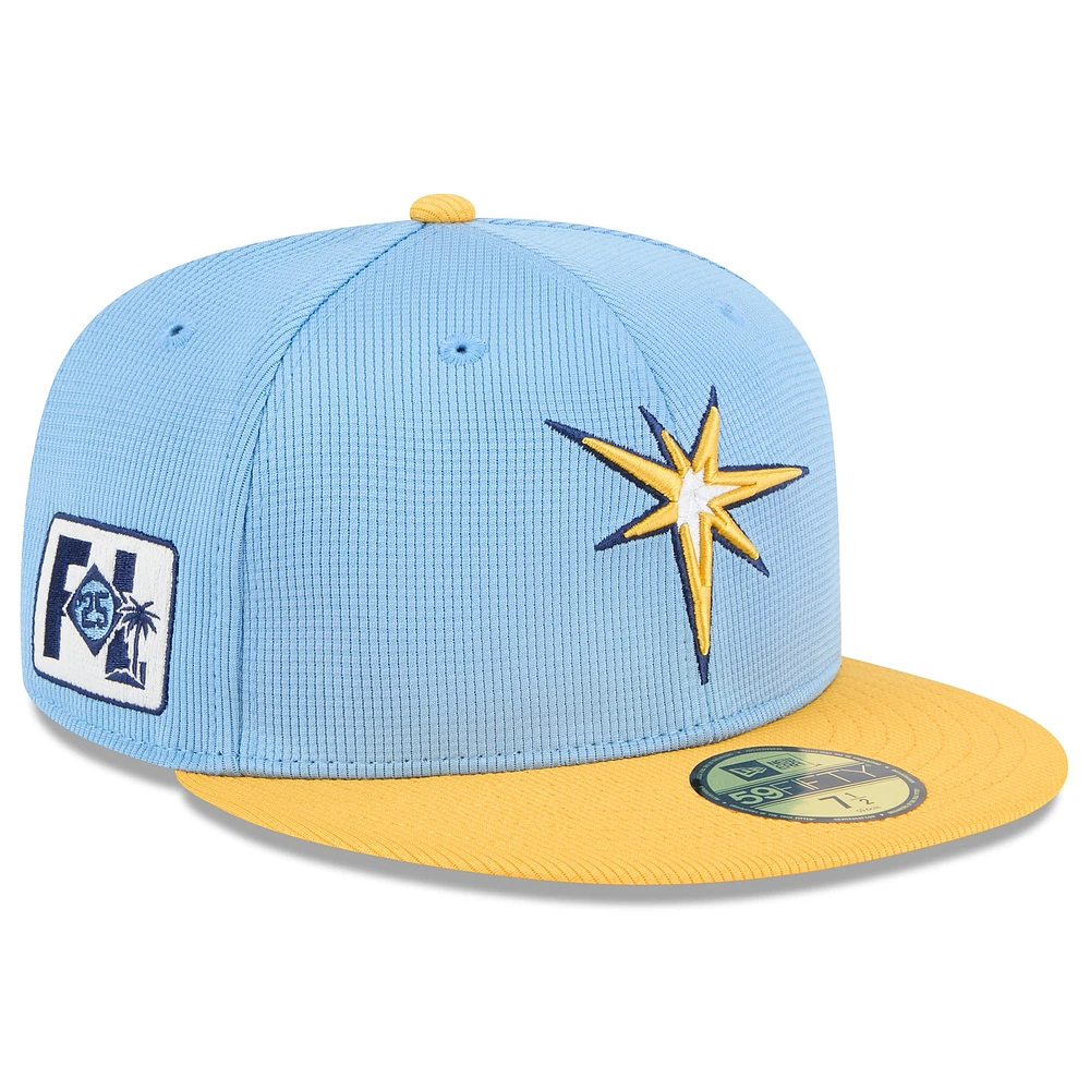 Casquette ajustée 59FIFTY Tampa Bay Rays 2025 bleu clair/doré New Era pour homme