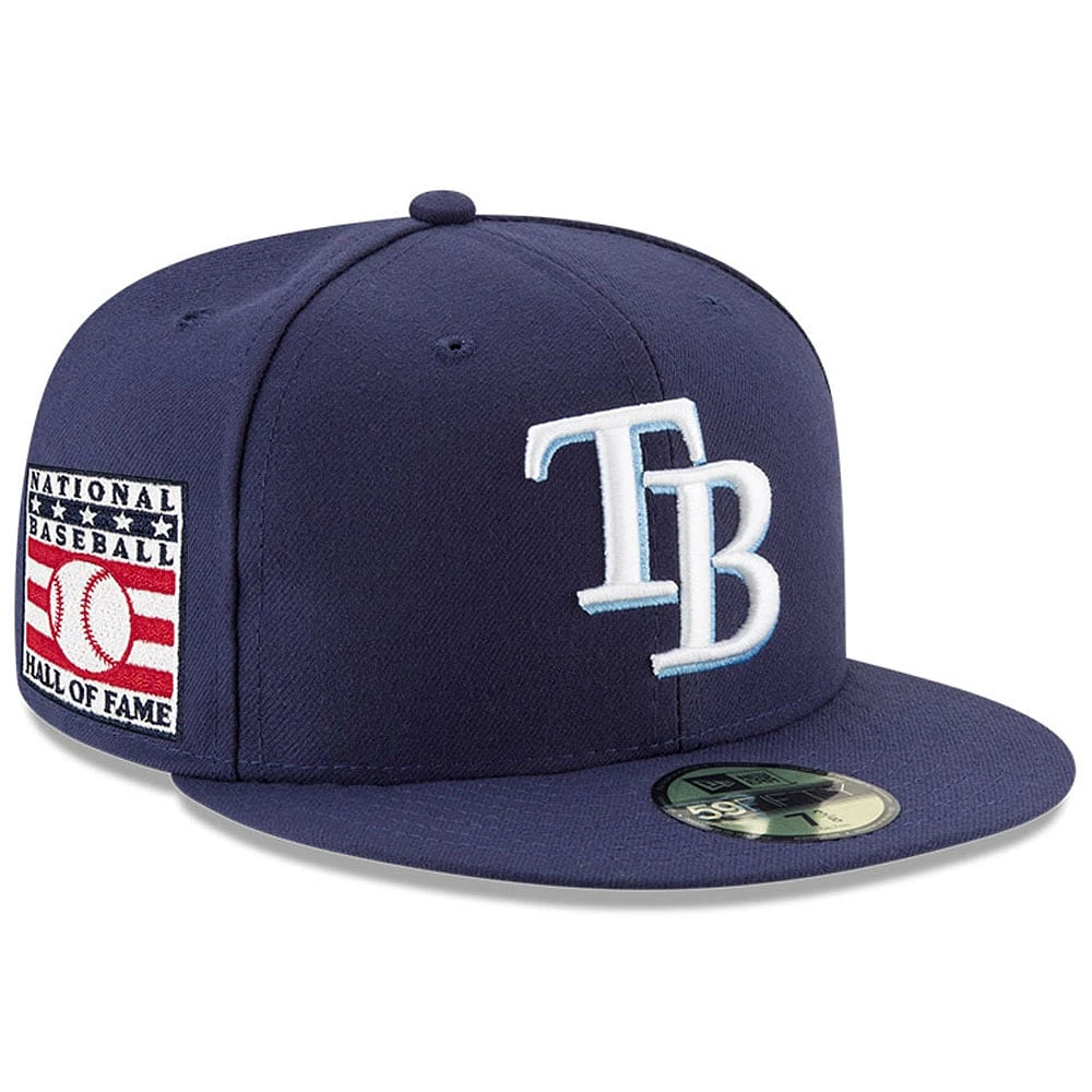 Casquette ajustée 59FIFTY du Temple de la renommée baseball national des Rays Tampa Bay New Era pour hommes, bleu marine