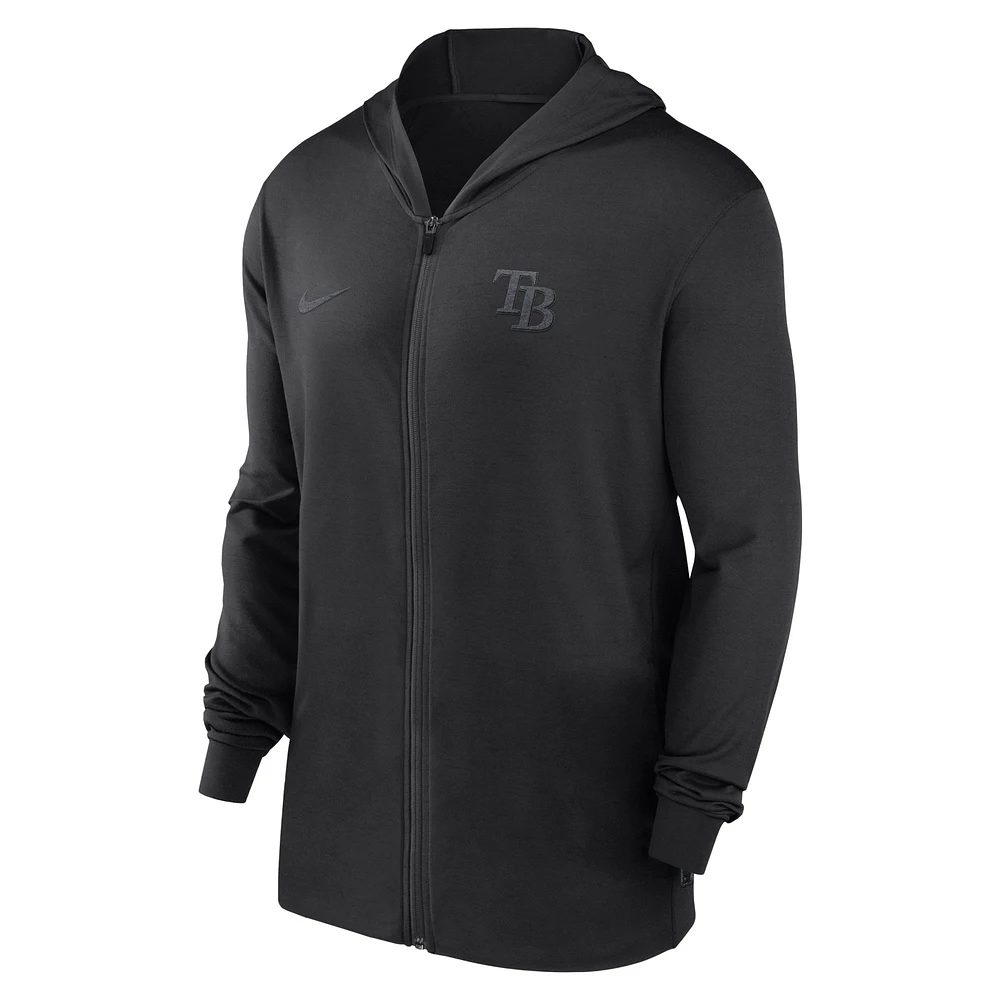 Men's Nike Black Tampa Bay Rays Authentic Collection Travel Performance Lightweight Full-Zip Hoodie