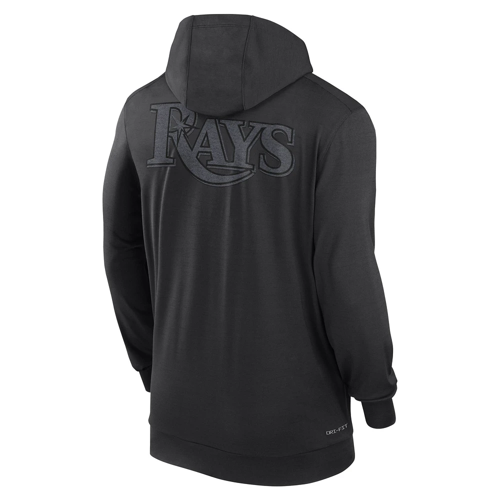 Men's Nike Black Tampa Bay Rays Authentic Collection Travel Performance Lightweight Full-Zip Hoodie