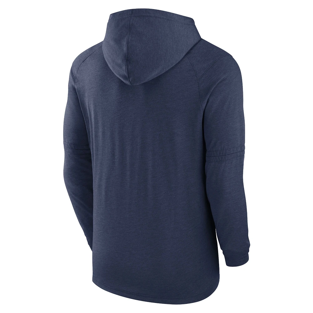 Men's Nike Heather Navy Tampa Bay Rays Authentic Collection Early Work Tri-Blend Performance Pullover Hoodie