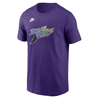 Men's Nike Purple Tampa Bay Rays Cooperstown Collection Team Logo T-Shirt
