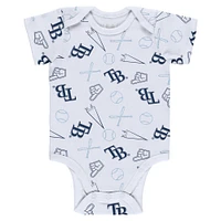Newborn & Infant WEAR by Erin Andrews Gray/White/Navy Tampa Bay Rays Three-Piece Turn Me Around Bodysuits Pants Set