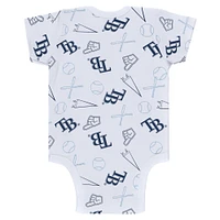 Newborn & Infant WEAR by Erin Andrews Gray/White/Navy Tampa Bay Rays Three-Piece Turn Me Around Bodysuits Pants Set