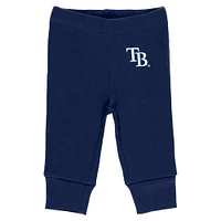 Newborn & Infant WEAR by Erin Andrews Gray/White/Navy Tampa Bay Rays Three-Piece Turn Me Around Bodysuits Pants Set