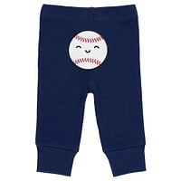 Newborn & Infant WEAR by Erin Andrews Gray/White/Navy Tampa Bay Rays Three-Piece Turn Me Around Bodysuits Pants Set