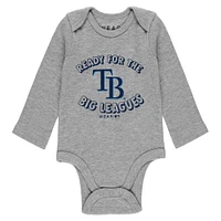 Newborn & Infant WEAR by Erin Andrews Gray/White/Navy Tampa Bay Rays Three-Piece Turn Me Around Bodysuits Pants Set