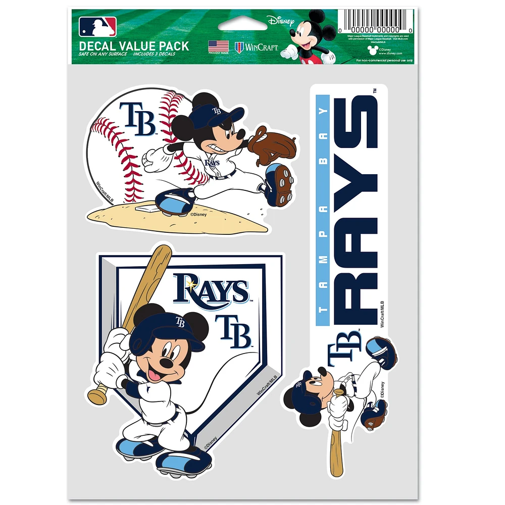 WinCraft Tampa Bay Rays Disney Mickey Mouse Team 3-Pack Decal Set
