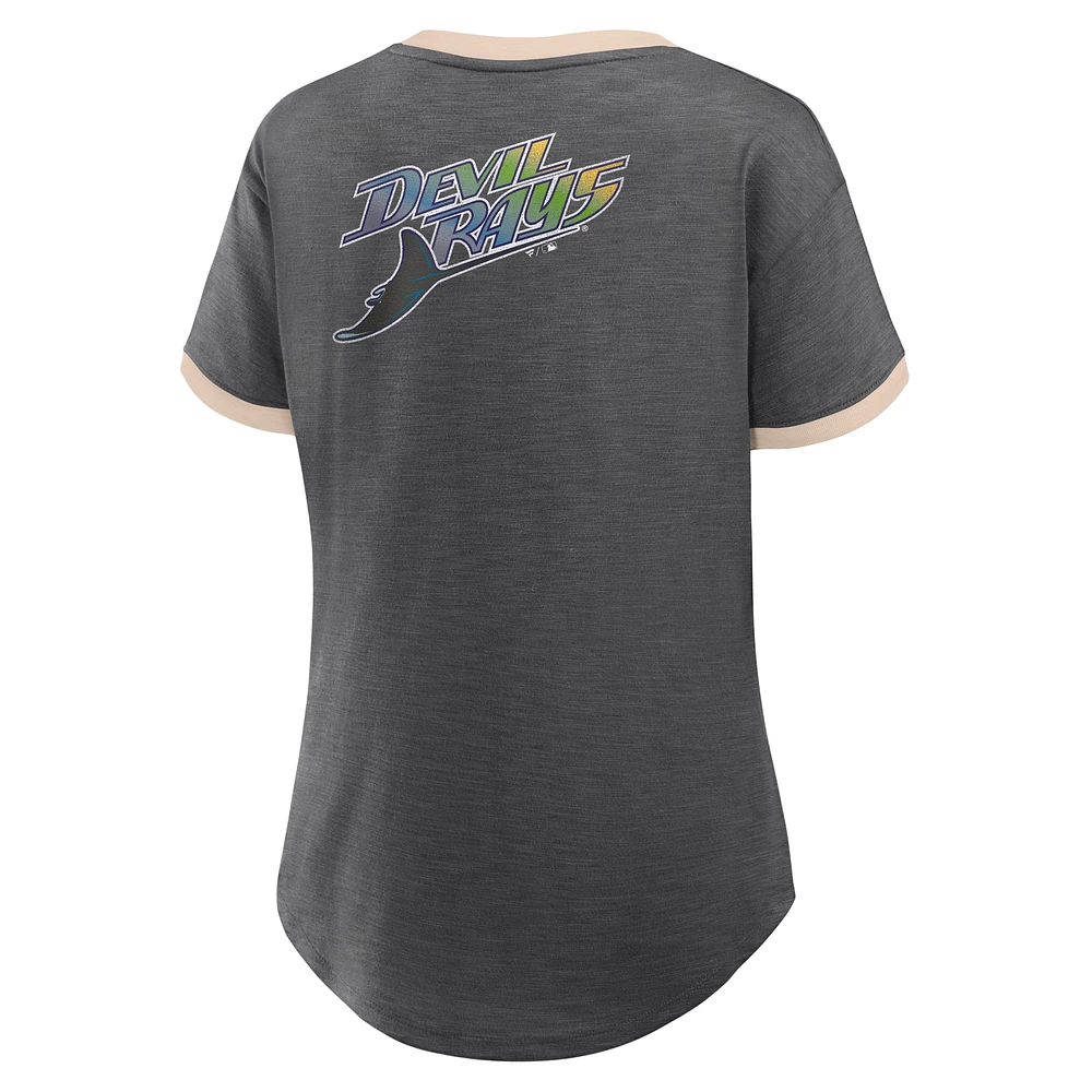 Women's Fanatics Black Tampa Bay Rays Binge Worthy Stadium Slub V-Neck T-Shirt