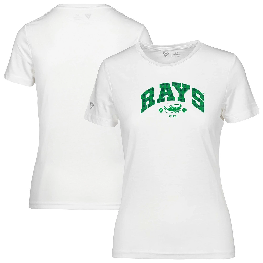Women's Levelwear White Tampa Bay Rays St. Patrick's Day Maddox Plaid T-Shirt