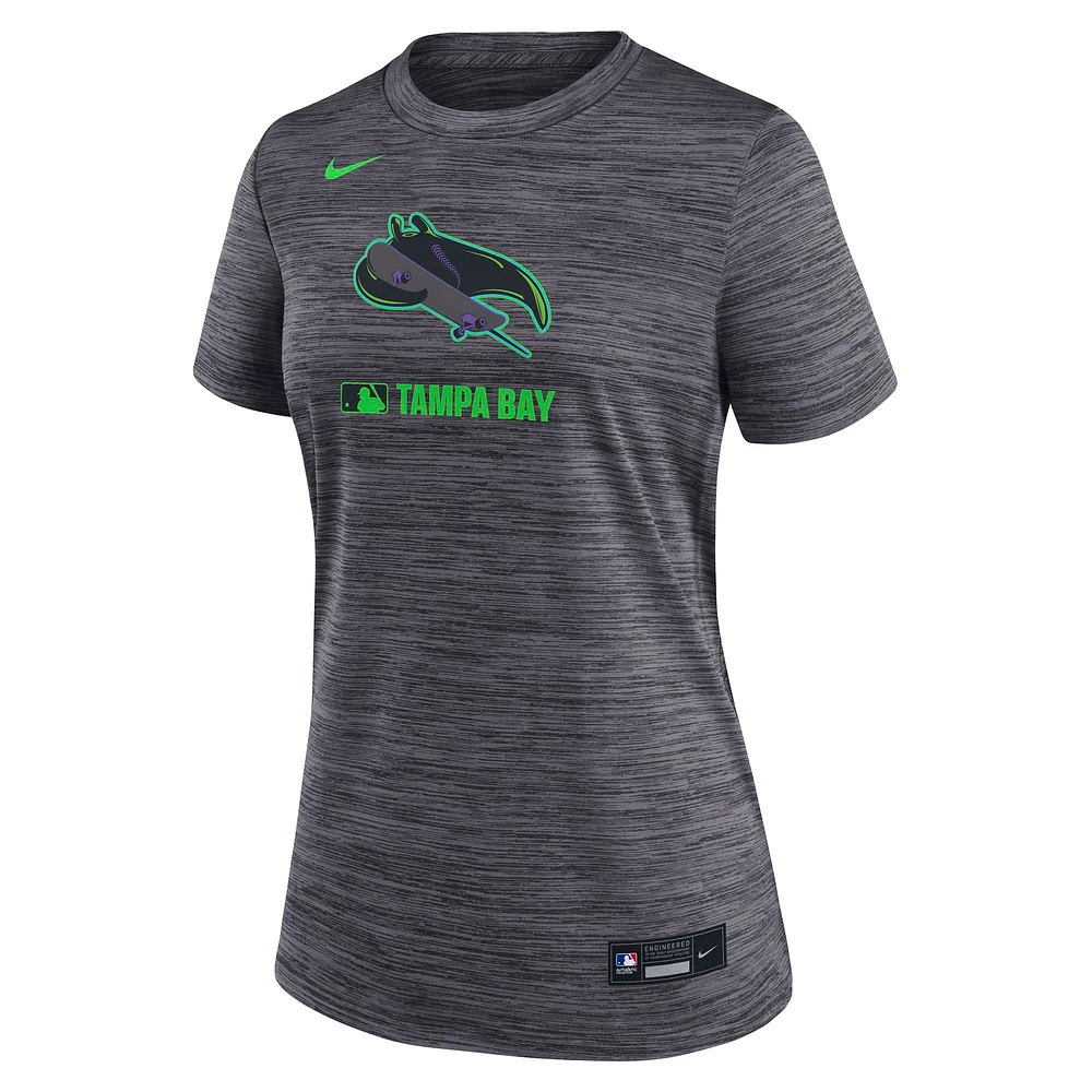 Women's Nike Charcoal Tampa Bay Rays Authentic Collection City Connect Velocity Performance T-Shirt