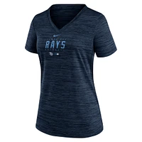 Women's Nike Navy Tampa Bay Rays Authentic Collection Velocity Practice Performance V-Neck T-Shirt