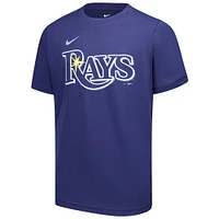 Youth Nike Junior Caminero Navy Tampa Bay Rays Name & Number T-Shirt