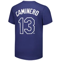 Youth Nike Junior Caminero Navy Tampa Bay Rays Name & Number T-Shirt