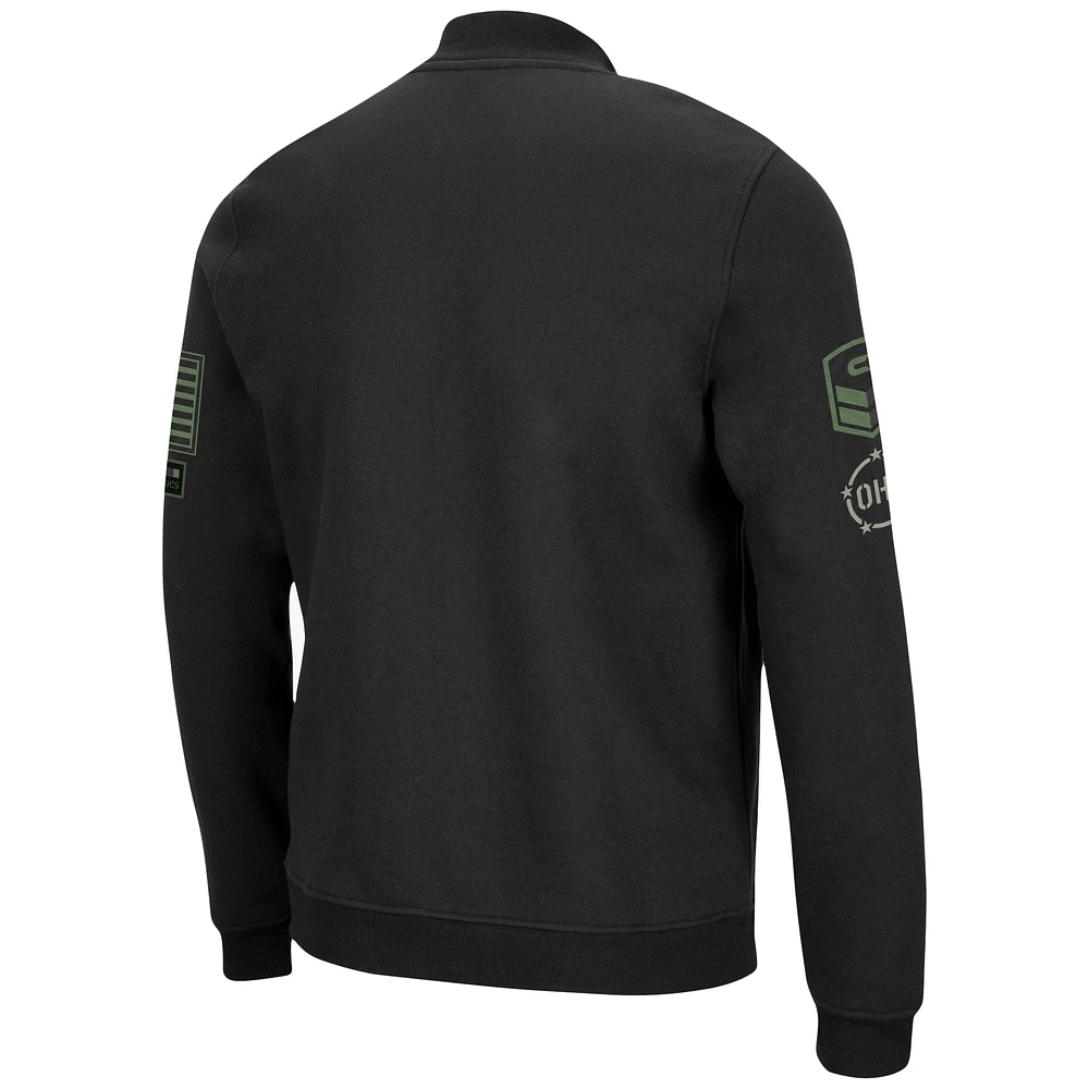 Men's Colosseum Black TCU Horned Frogs OHT Military Appreciation High-Speed Bomber Full-Zip Jacket