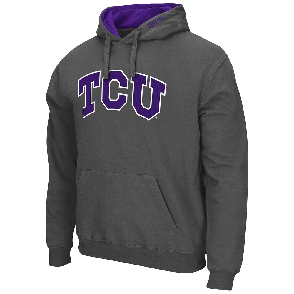 Men's Colosseum Charcoal TCU Horned Frogs Arch & Logo 3.0 Pullover Hoodie