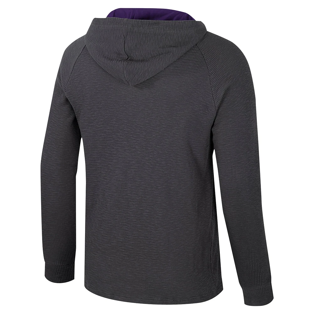 Men's Colosseum  Charcoal TCU Horned Frogs Dujour Ralgan Long Sleeve Henley Hoodie T-Shirt