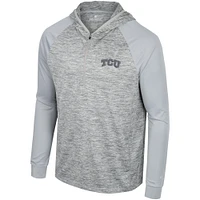 Men's Colosseum Gray TCU Horned Frogs Cybernetic Raglan Quarter-Zip Hooded Top
