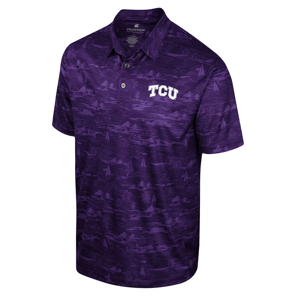 Men's Colosseum Purple TCU Horned Frogs Daly Print Polo