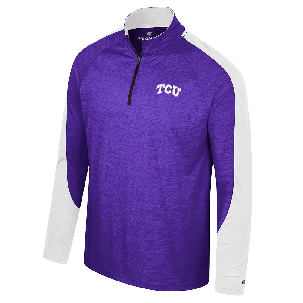 Men's Colosseum Purple TCU Horned Frogs Langmore Raglan Quarter-Zip Top