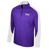 Men's Colosseum Purple TCU Horned Frogs Langmore Raglan Quarter-Zip Top