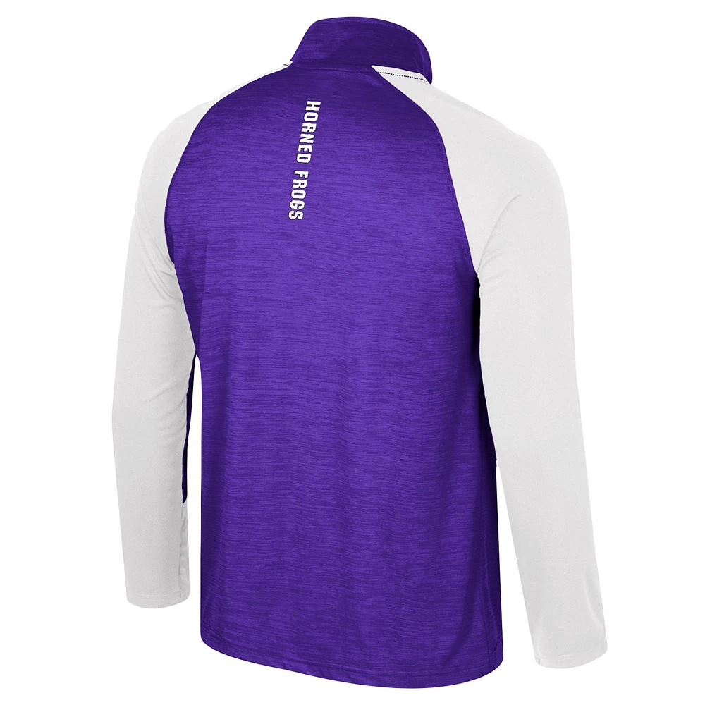 Men's Colosseum Purple TCU Horned Frogs Langmore Raglan Quarter-Zip Top