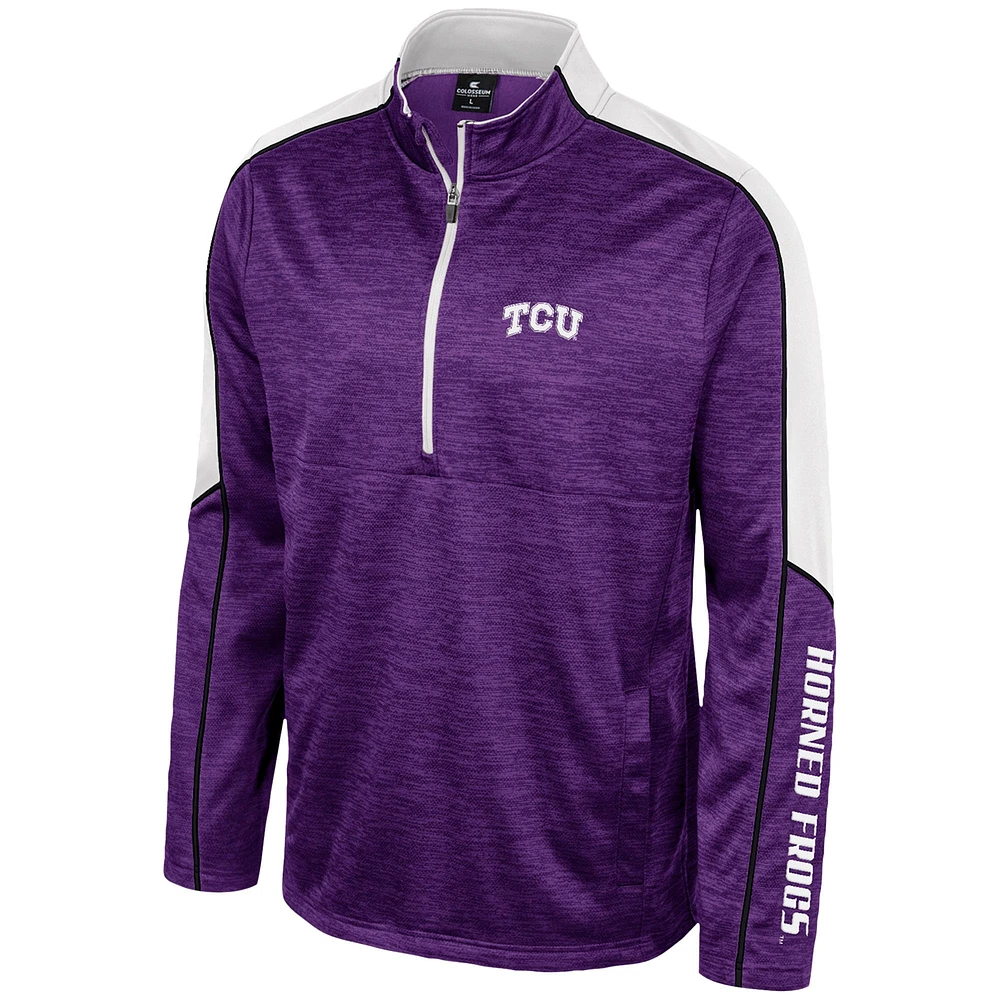 Men's Colosseum Purple TCU Horned Frogs Marled Half-Zip Jacket