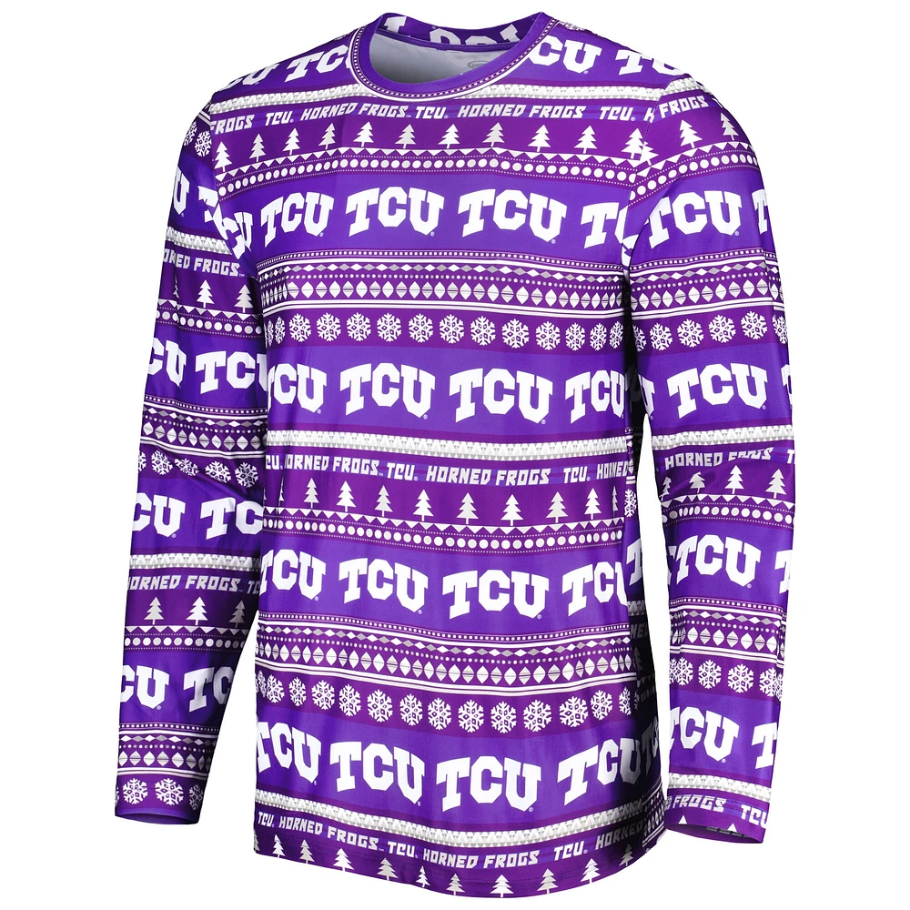 Men's Concepts Sport Purple TCU Horned Frogs Swivel Long Sleeve T-Shirt & Pants Sleep Set