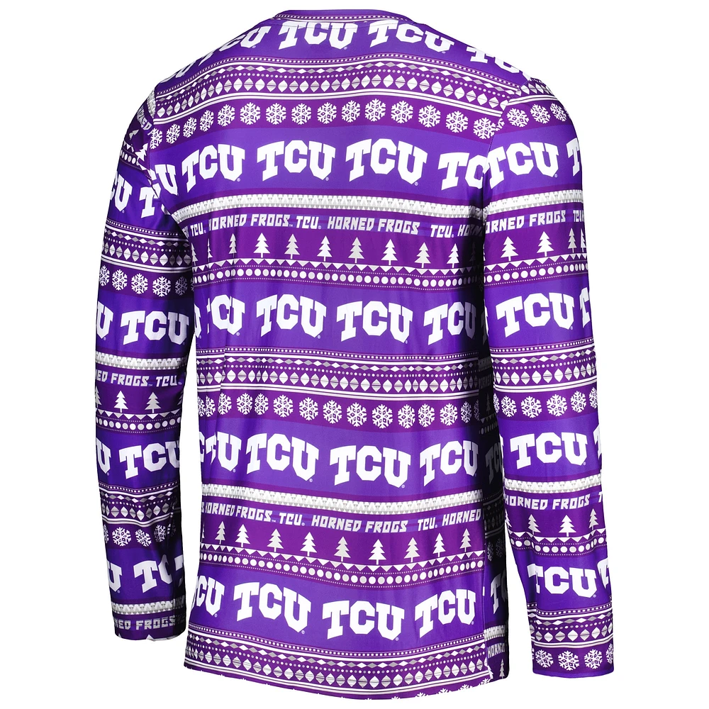 Men's Concepts Sport Purple TCU Horned Frogs Swivel Long Sleeve T-Shirt & Pants Sleep Set