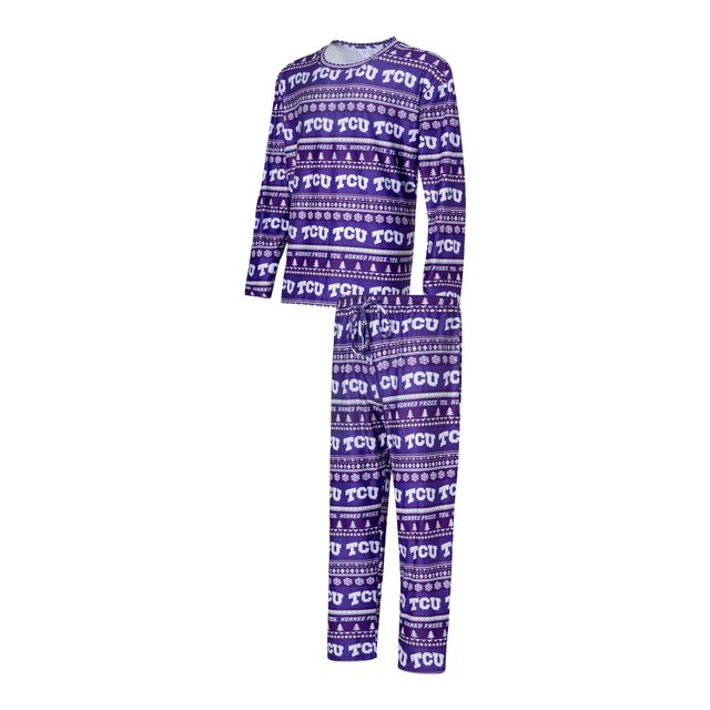 Concepts Sport Violet TCU Horned Frogs Swivel T-shirt et pantalon à manches longues pour homme