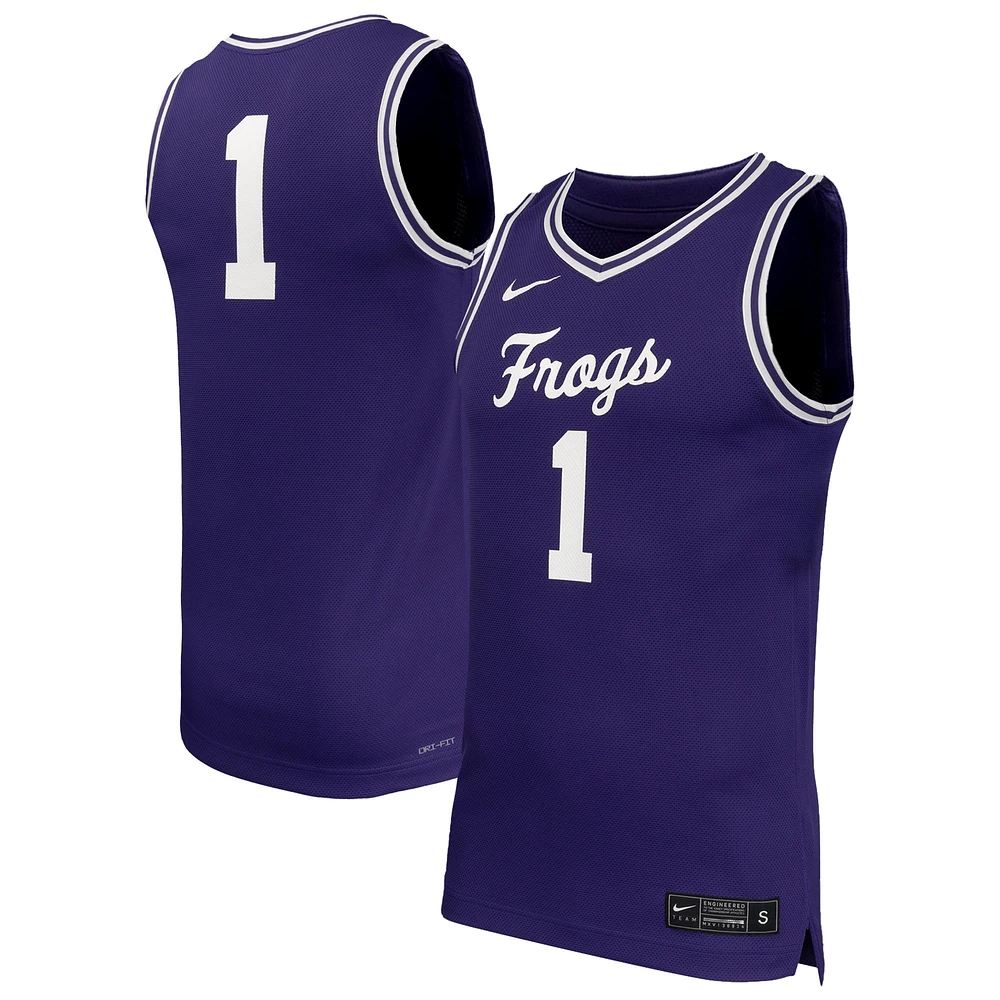 Maillot de basket-ball réplique violet Nike #1 TCU Horned Frogs pour homme
