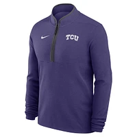 Haut Nike violet à fermeture éclair quart de tour pour homme TCU Horned Frogs Coaches Courtside Basketball Victory Performance