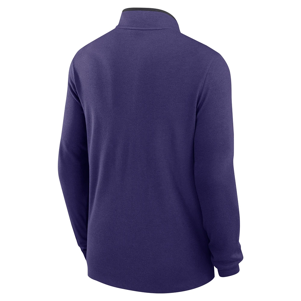Haut Nike violet à fermeture éclair quart de tour pour homme TCU Horned Frogs Coaches Courtside Basketball Victory Performance