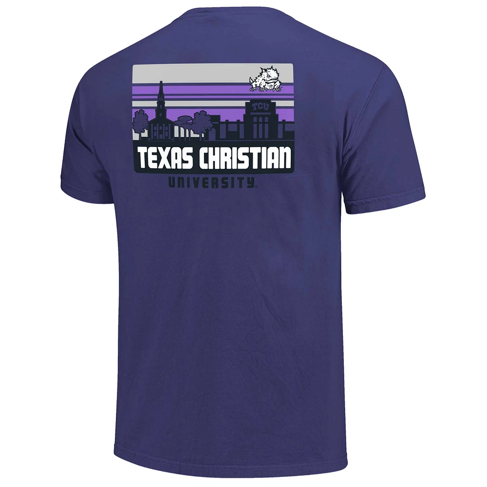T-shirt rayé violet pour homme TCU Horned Frogs Campus Skyline