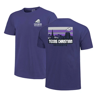 T-shirt rayé violet pour homme TCU Horned Frogs Campus Skyline