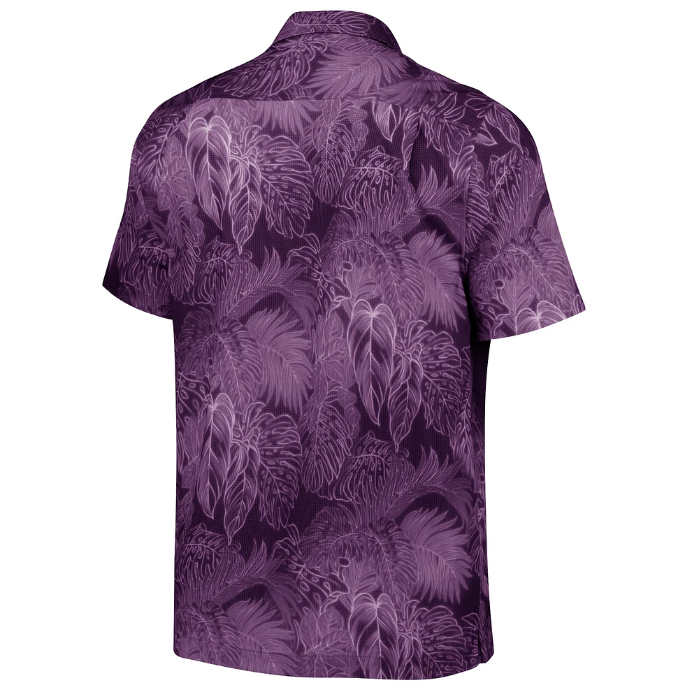 Men's Tommy Bahama Purple TCU Horned Frogs Coast Luminescent Fronds IslandZone Button-Up Camp Shirt