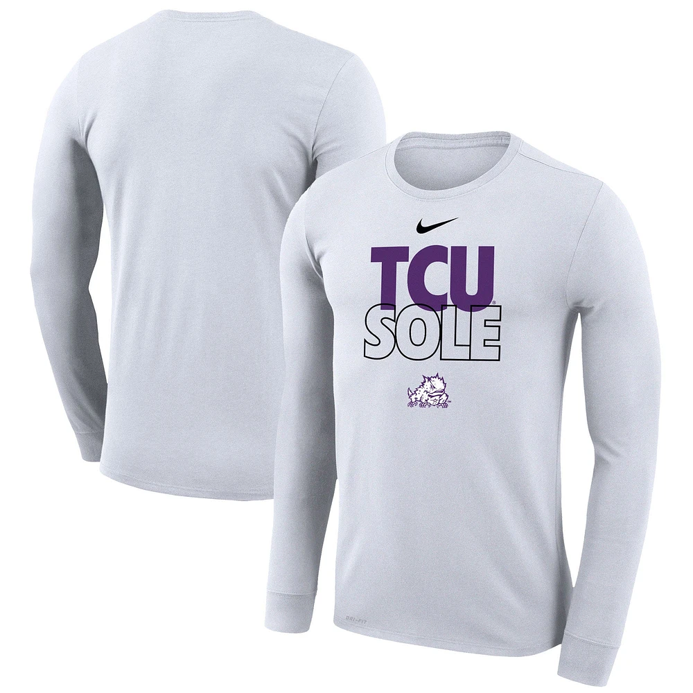 Nike  White TCU Horned Frogs 2023 On Court Bench Long Sleeve T-Shirt