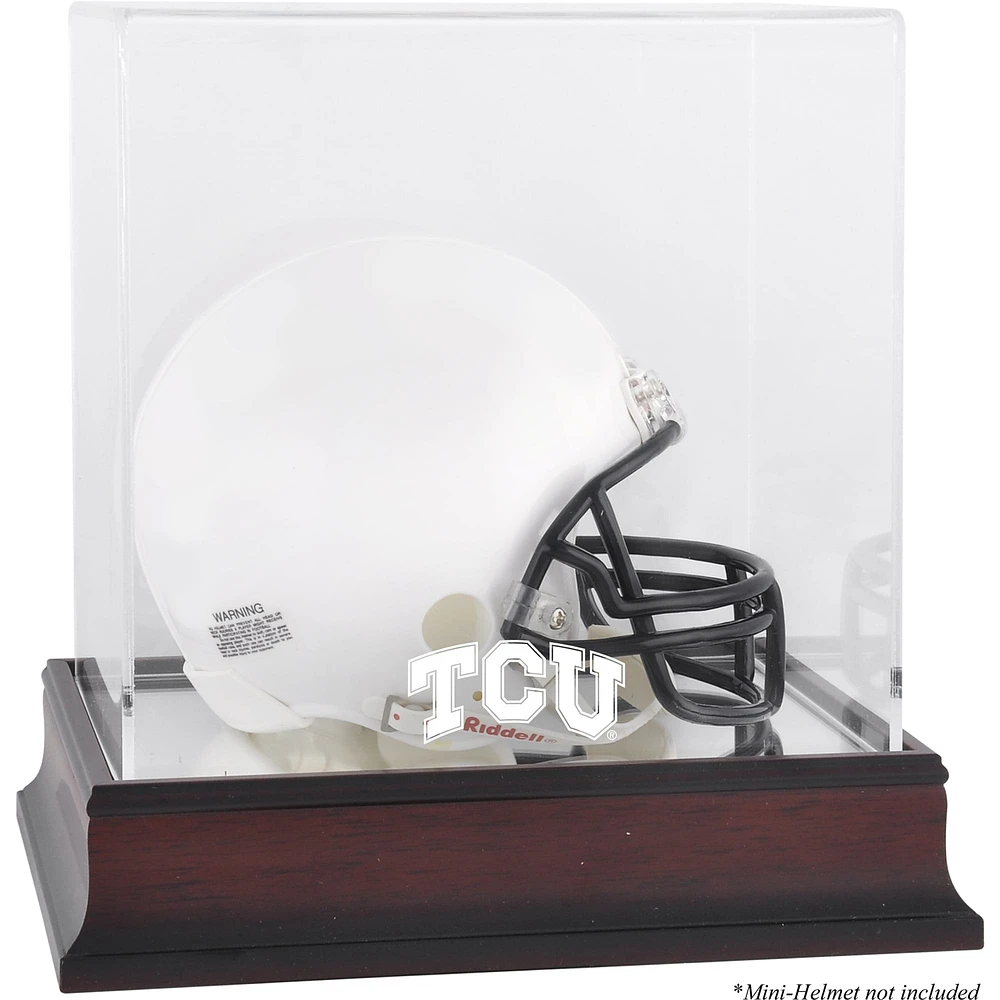 TCU Horned Frogs Mahogany Logo Mini Helmet Display Case with Mirror Back