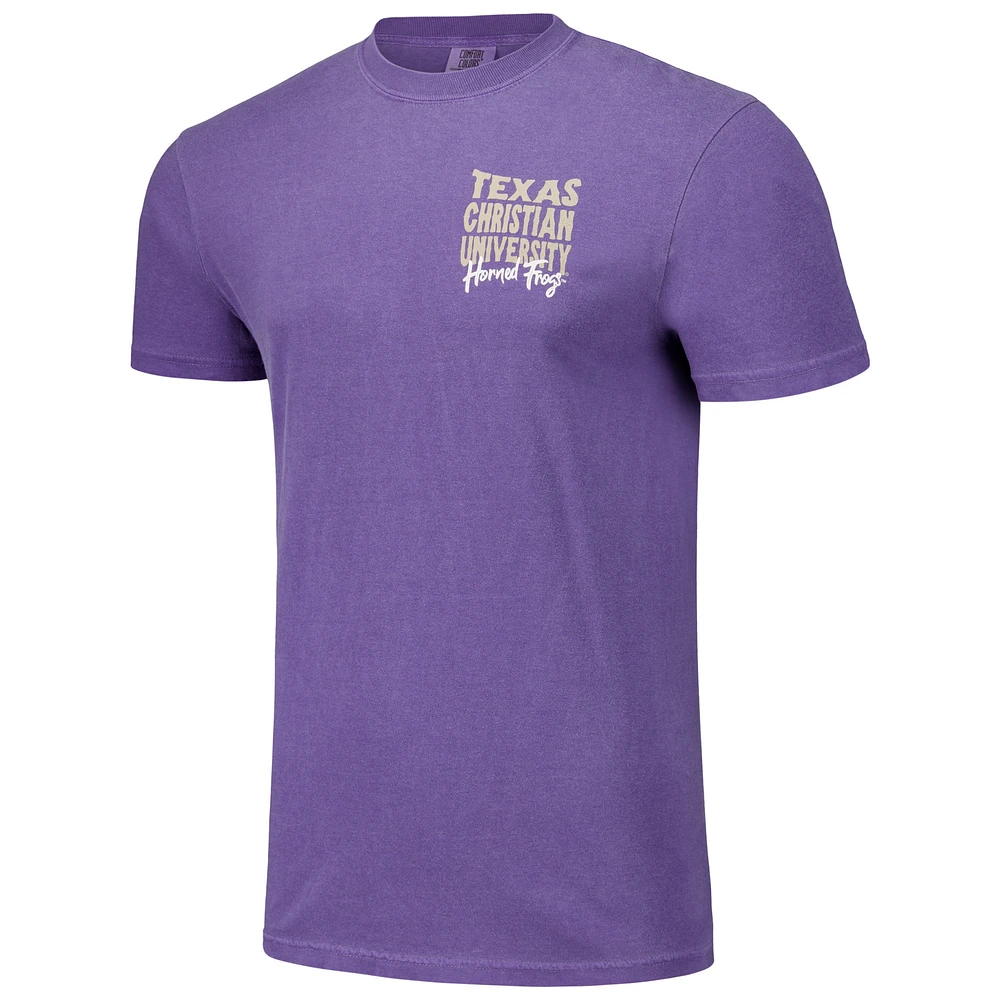 T-shirt unisexe violet TCU Horned Frogs Hyper Local Bienvenue sur le campus