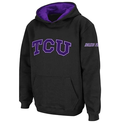 Youth Stadium Athletic Black TCU Horned Frogs Big Logo Pullover Hoodie