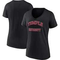 T-shirt à col en V pour femme Fanatics Black Temple Owls Campus